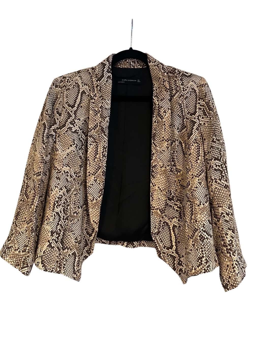 Zara Snake-Print Cropped Open Front Blazer Size L